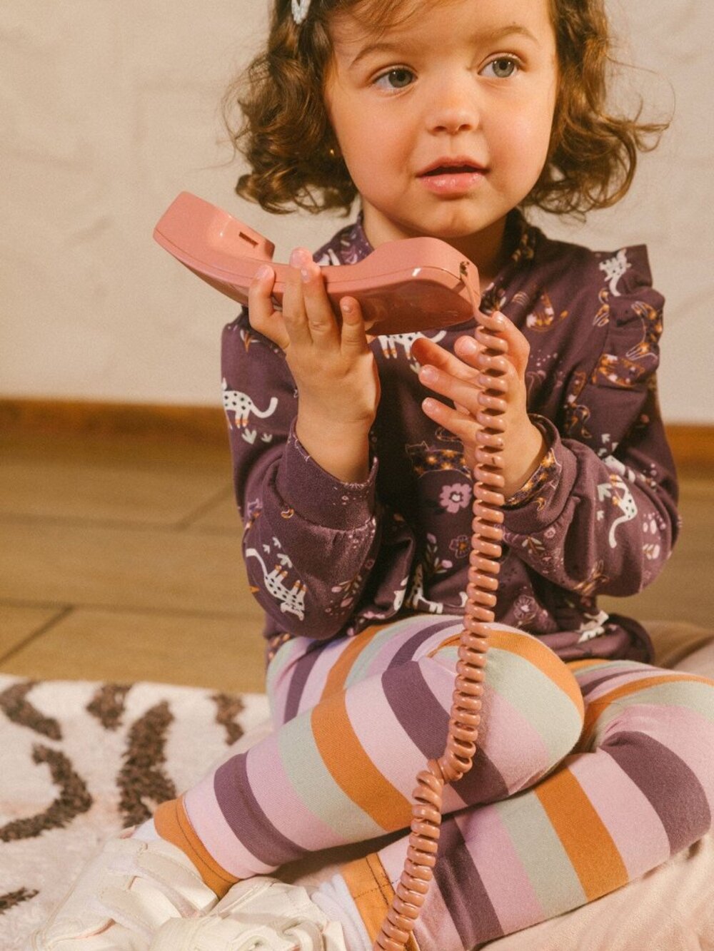 Tunic Mauve Printed Cats And Striped Leggings Set - 7